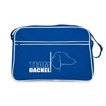 TEAM Dackel Hunde Hund Wilsigns - Retro Tasche - Blau/Weiß - Vorne