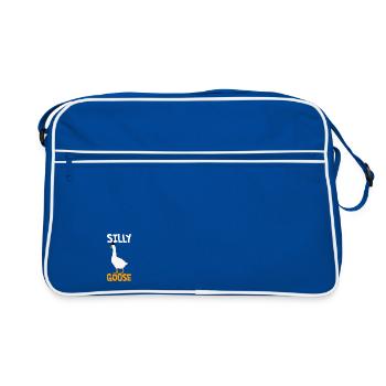 Silly Goose with a hat - Retro Tasche - Blau/Weiß - Vorne
