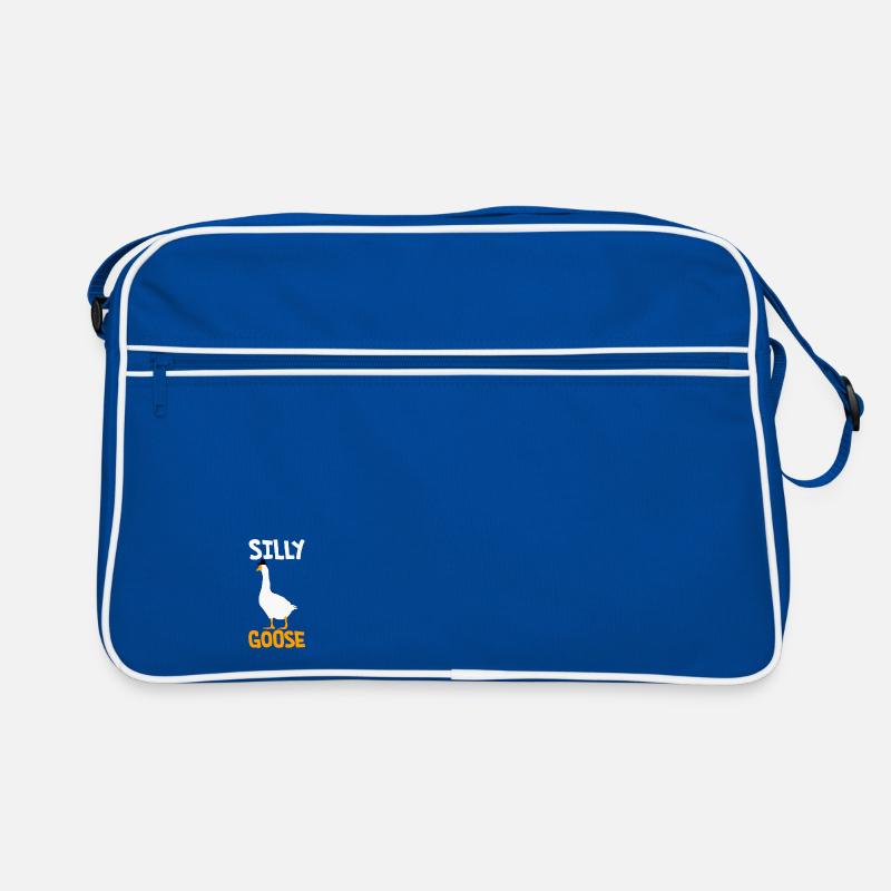 Silly Goose with a hat - Retro Bag - blue/white