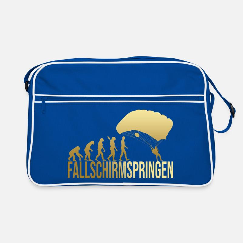 Evolution Fallschirmspringen - Retro Tasche - Blau/Weiß