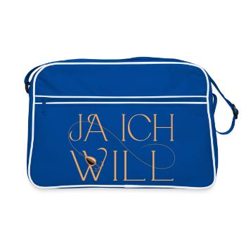Ja ich will, Angelhaken Illustration. - Sac Retro - bleu/blanc - Devant