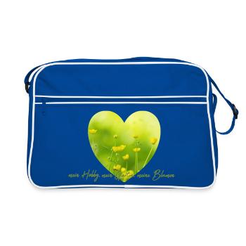 Coeur Fleur Jardin Amour Bouton d’Or Jardin Jardinier - Sac Retro - bleu/blanc - Devant