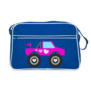 Pinker Monstertruck - Retro Tasche - Blau/Weiß - Vorne