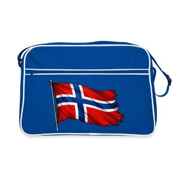 Norwegen Flagge - Retro Tasche - Blau/Weiß - Vorne