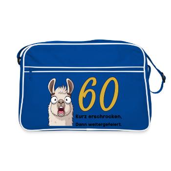 60th birthday – briefly frightened, then celebrated - Retro Bag - blue/white - Front