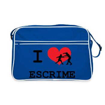 J'aime l'Escrime Coeur et Silhouette Combat - Sac Retro - bleu/blanc - Devant