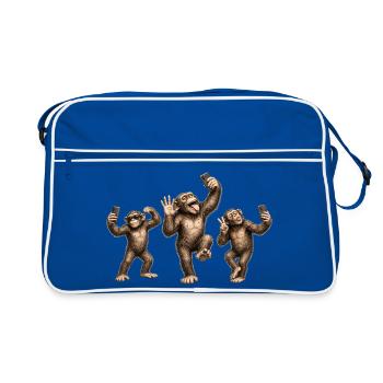 Monkeys take a selfie - Retro Bag - blue/white - Front