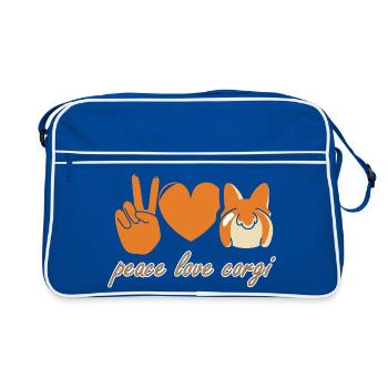 Cœur de paix et d'amour Corgi - Sac Retro - bleu/blanc - Devant