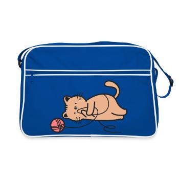 Katze Katzen - Retro Tasche - Blau/Weiß - Vorne