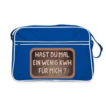 STROM KOSTEN - ENERGIE SPRÜCHE - Retro Tasche - Blau/Weiß - Vorne