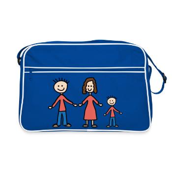 Familie - Retro Tasche - Blau/Weiß - Vorne