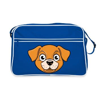 Cheerful image of a dog's head - Retro Bag - blue/white - Front