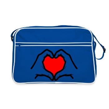 Je t’aime Symbole Mains - Sac Retro - bleu/blanc - Devant