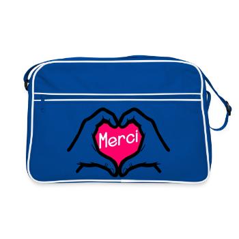 Thank you heart - Retro Bag - blue/white - Front