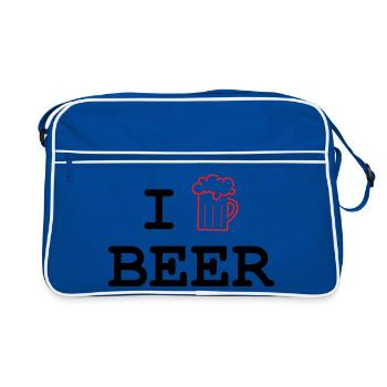 J'aime la bière / Alcool - Sac Retro - bleu/blanc - Devant