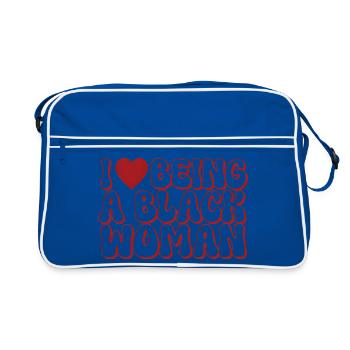 Motif de lettre bulle de femme noire fière - Sac Retro - bleu/blanc - Devant