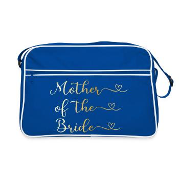 Mutter der Braut goldene Typografie mit Herz - Retro Tasche - Blau/Weiß - Vorne