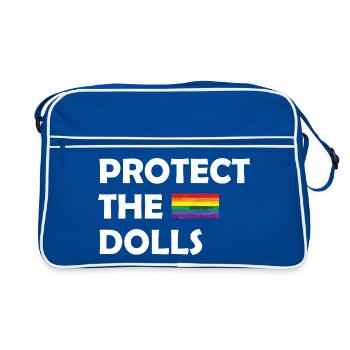 PROTECT THE DOLLS flag small - Retro Tasche - Blau/Weiß - Vorne