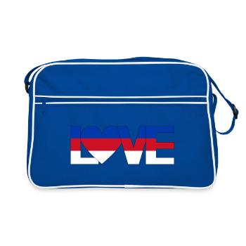 love Sorben Lausitz Oberlausitz Heimat mit Herz - Retro Tasche - Blau/Weiß - Vorne
