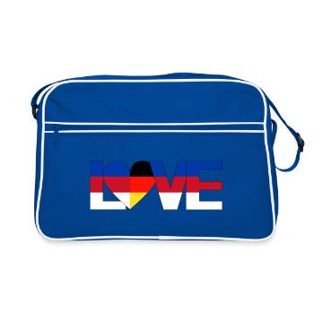 love Sorben Lausitz Oberlausitz Deutschland Heimat - Retro Tasche - Blau/Weiß - Vorne