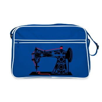 nostalgisch antike Retro Nähmaschine - Retro Tasche - Blau/Weiß - Vorne