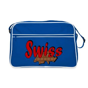 Schweizer Schokolade - Retro Tasche - Blau/Weiß - Vorne