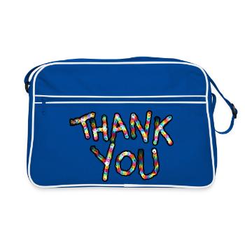 Merci couleurs néon Merci police - Sac Retro - bleu/blanc - Devant