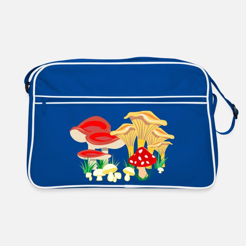 Farbige Zusammensetzung der Pilze - Retro Tasche - Blau/Weiß