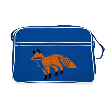 Rustic fox in stamp look - Retro Bag - blue/white - Front