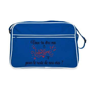 Demande en mariage, Saint-Valentin, Romantique - Sac Retro - bleu/blanc - Devant