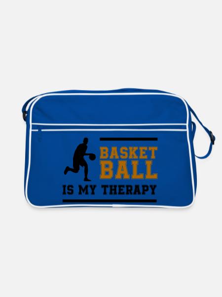 Basketball Retro Schriftzug - Retro Tasche - Blau/Weiß - Vorne
