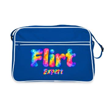 Flirt Expert – Bunter Aquarell Spruch mit Humor - Retro Tasche - Blau/Weiß - Vorne