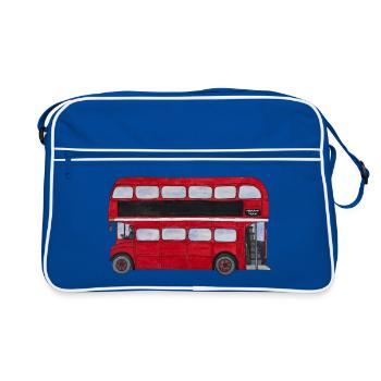 London Red Bus Double Decker England Tourist City - Retro Bag - blue/white - Front