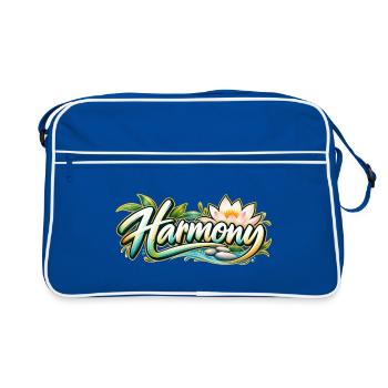 Harmony: Lotusfluss Zen-Muster - Retro Tasche - Blau/Weiß - Vorne