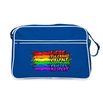 Regenbogenfrieden Liebe Vielfalt - Retro Tasche - Blau/Weiß - Vorne