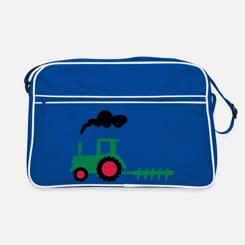traktor trecker landwirtschaft - Retro Tasche - Blau/Weiß