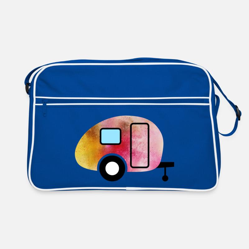 Caravan Aquarell Wohnwagen Camping - Retro Tasche - Blau/Weiß