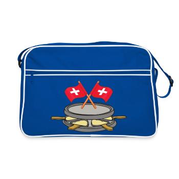 raclette, sport d'hiver, Suisse - Sac Retro - bleu/blanc - Devant