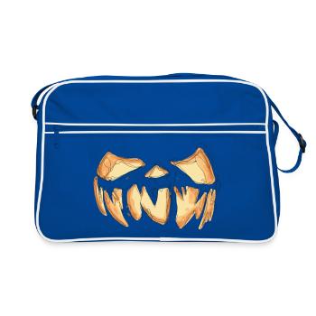 Pumpkin Face Halloween Scribble - Retro Bag - blue/white - Front