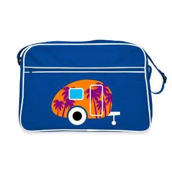 Caravane Palmiers Vacances en mer du Sud Camping Fan de caravane - Sac Retro - bleu/blanc - Devant