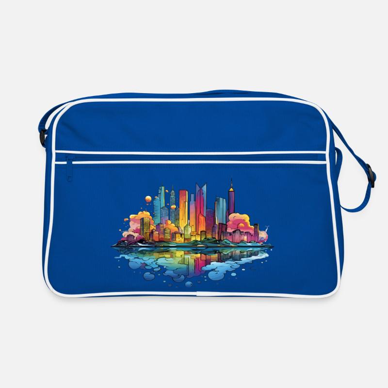 Bunte Skyline Reflektion Retro Tasche