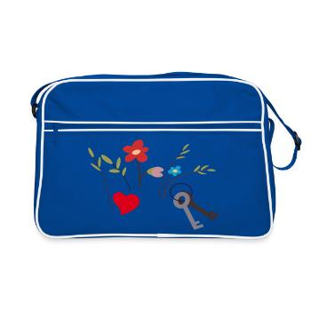 Zu Hause - Retro Tasche - Blau/Weiß - Vorne