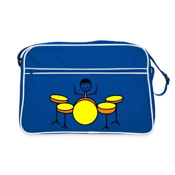 Trommel Drumset Drummer - Retro Tasche - Blau/Weiß - Vorne