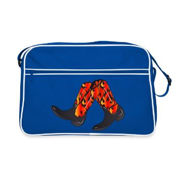 extravagant western boots with flame pattern - Retro Bag - blue/white - Front