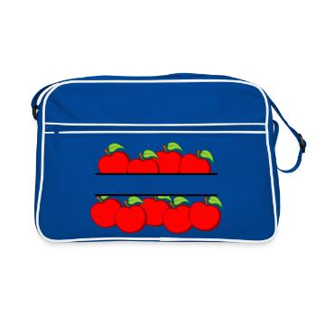 Bannière de pommes avec pomme rouge - Sac Retro - bleu/blanc - Devant