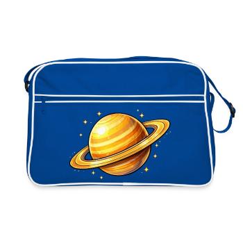 Saturn with glowing rings - Retro Bag - blue/white - Front