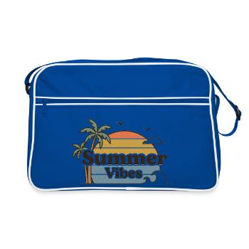 Ambiances estivales, scène rétro de plage au coucher de soleil - Sac Retro - bleu/blanc - Devant