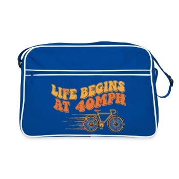 Retro Life Begins At 40MPH Bicycle Art - Retro Bag - blue/white - Front