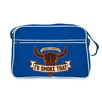 Crâne de Taureau Approuvé par les Cowboys Fumoir - Sac Retro - bleu/blanc - Devant