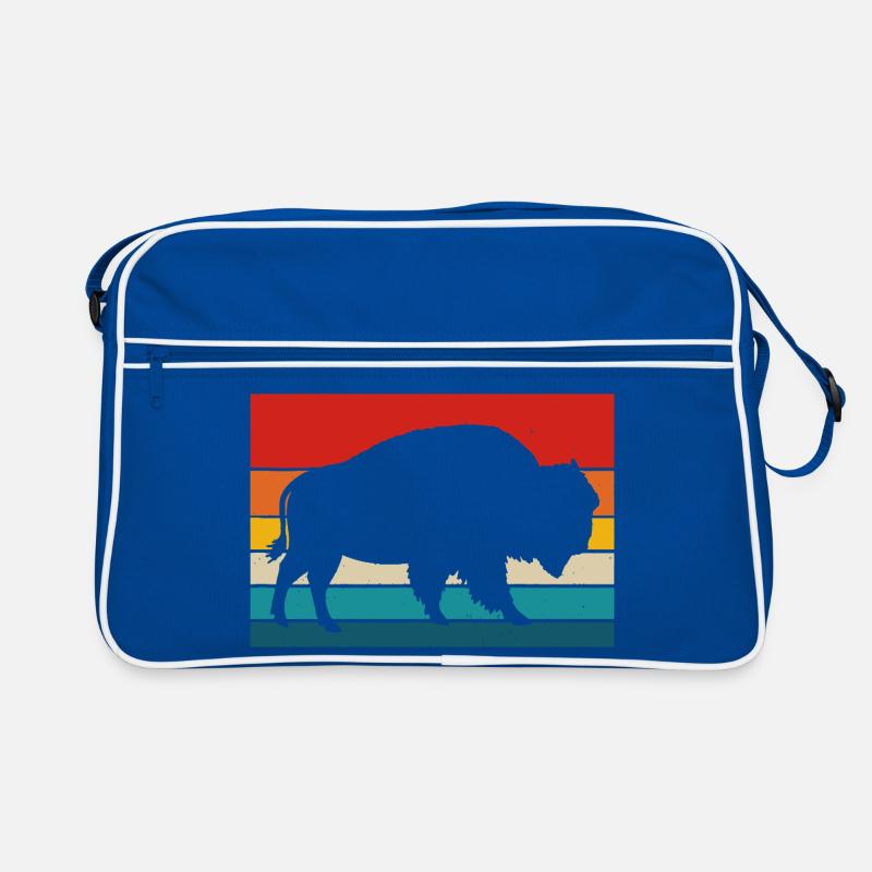 Bear Silhouette on Retro Rainbow Stripes Retro Bag